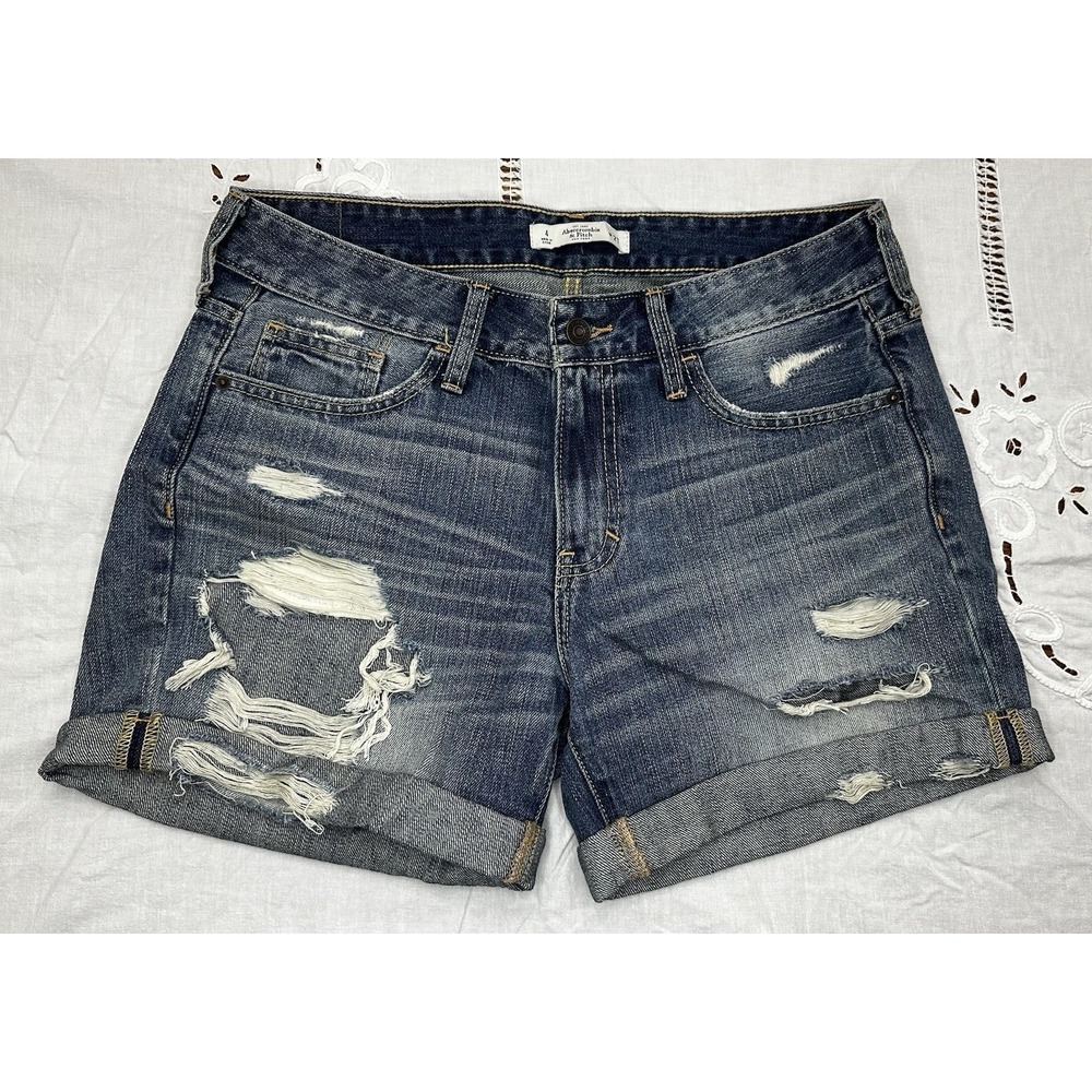 Abercrombie & Fitch Med Wash Blue Denim Woman's Shorts 27/4